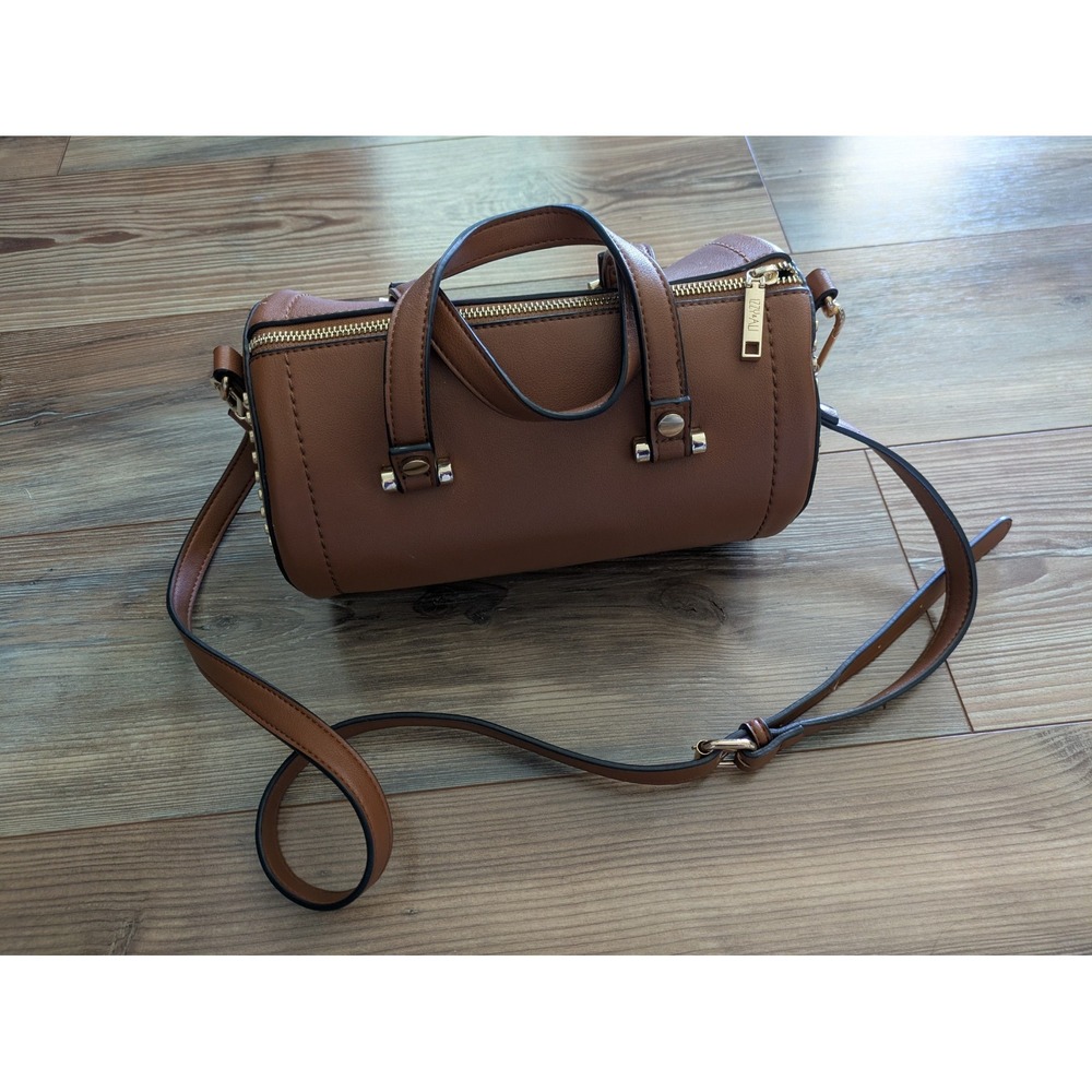 Izzy & Ali Brown Studded Cylinder Top Handle Bag Detachable Crossbody Purse